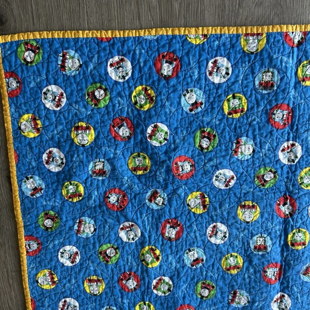 Thomas Tank Engine Train Baby Toddler Blanket Comforter Quilt 37x42 Vintage GUC